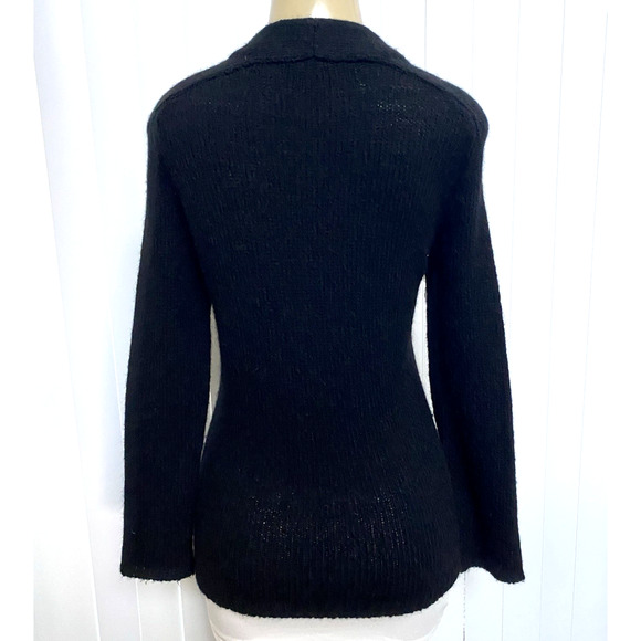 Tory Burch Black Cardigan Sweater Alpaca Wool Embellished Rhinestone V neck M - Picture 3 of 9